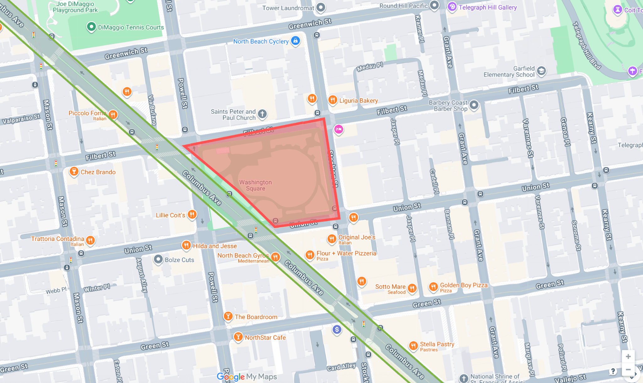 Zone D - Washington Square Park map detail